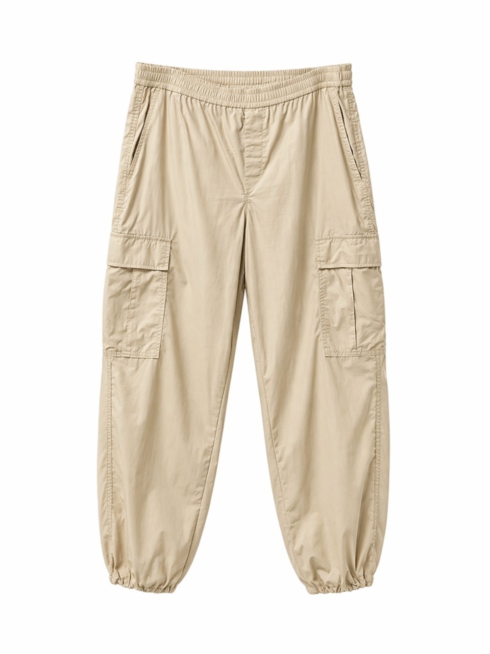 UniQLOl,Women’s ,Cream, Long, Cargo Pants With Elastic Ankle.Size-Large.